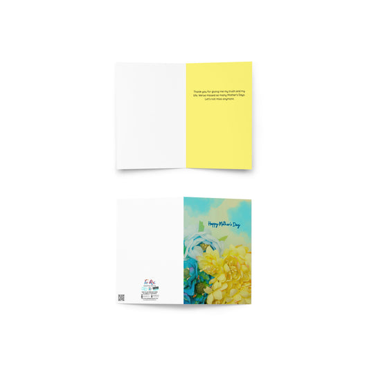 Happy Mother's Day Biological Mother Blue Yellow Greeting Card