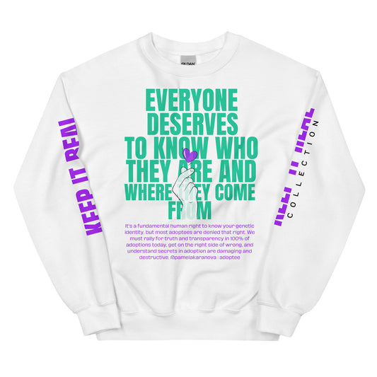 Everyone Deserves Keep It Real Lavish Mermaid Teal and Electric Purple Unisex Sweatshirt