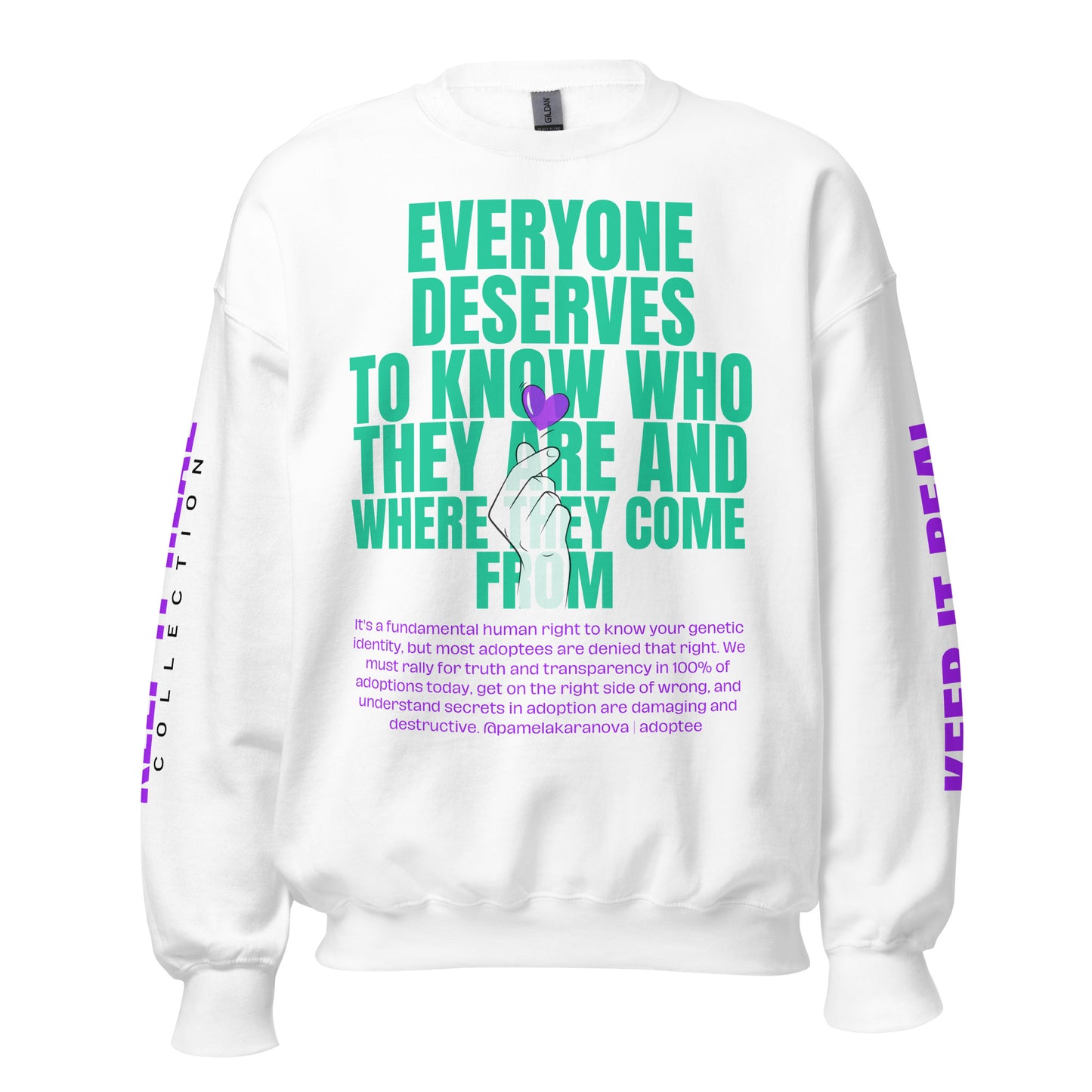 Everyone Deserves Keep It Real Lavish Mermaid Teal and Electric Purple Unisex Sweatshirt